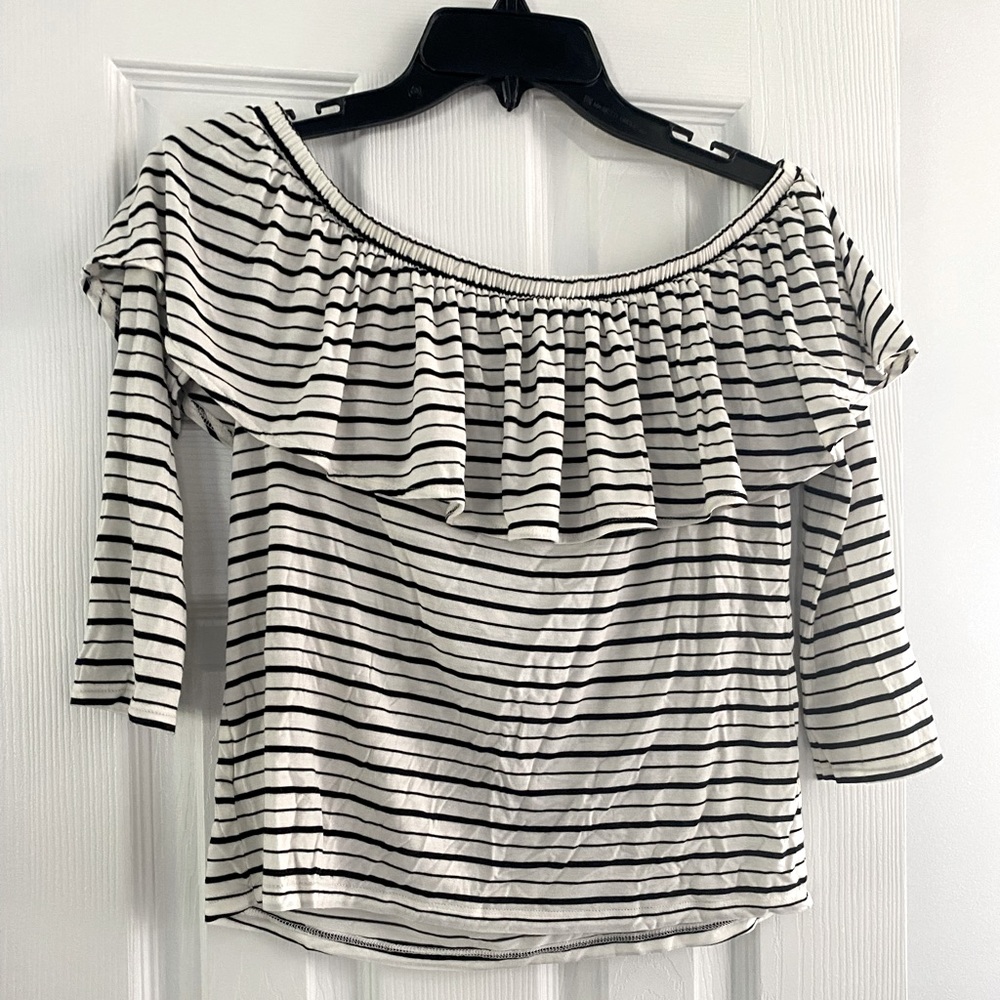 AE off the should stripped shirt